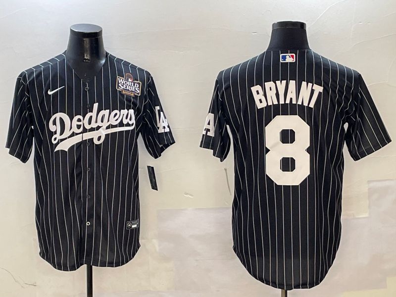 Men Los Angeles Dodgers #8 Bryant Black Stripe Jointly Name 2025 Nike MLB Jersey style 5